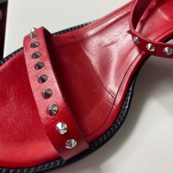 ZADIG & VOLTAIRE May Spikes Red Leather Heel Sandals - Picture 8 of 16